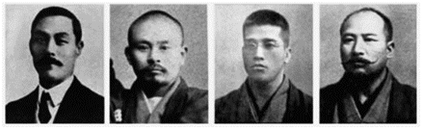Wielka czwórka judo od lewej: Tomita, Saigo, Yamashita, Yokoyama